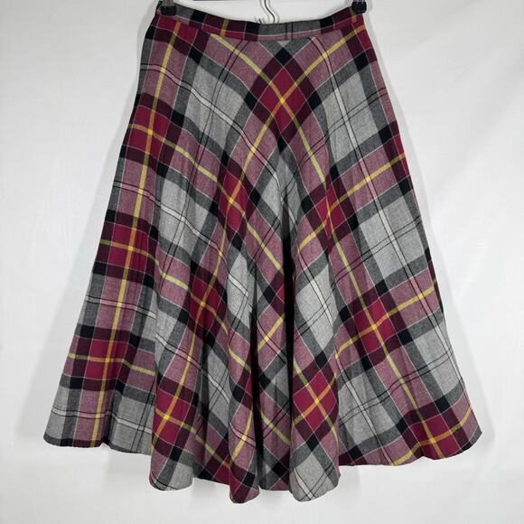 VTG 90s Gianni Wool Pleated Plaid Skirt A Line Long Waist 26” Academia Hogwarts - Picture 1 of 6